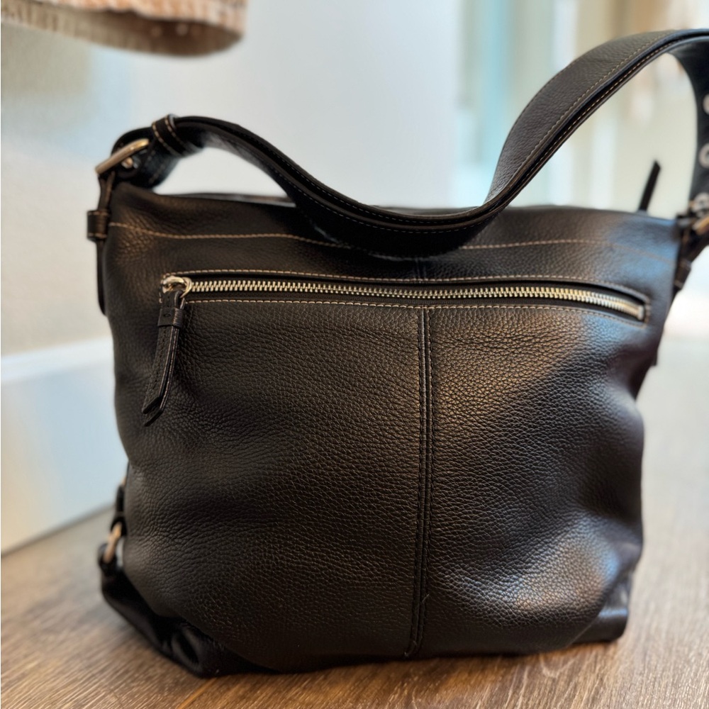 Coach Pebbled Black Leather Shoulder Bag